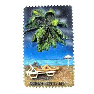 Fridge Magnet Ocean City MD Beach Scene 3D Souvenir vacation keepsake shore